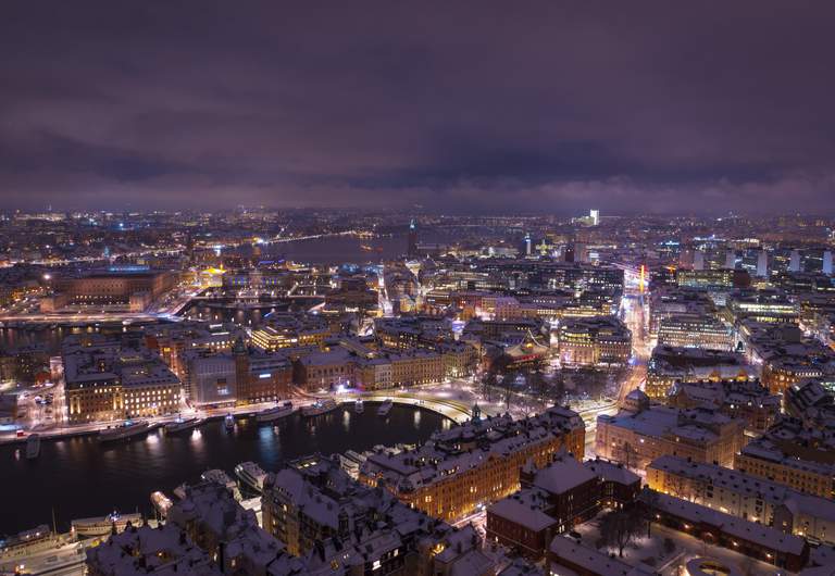 Vinter i Stockholm, kväll.